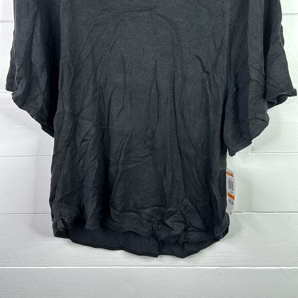 INC Black Short Sleeve Rolled Turtleneck Blouse Top Shirt Sweater‎ Size Small - Picture 6 of 11